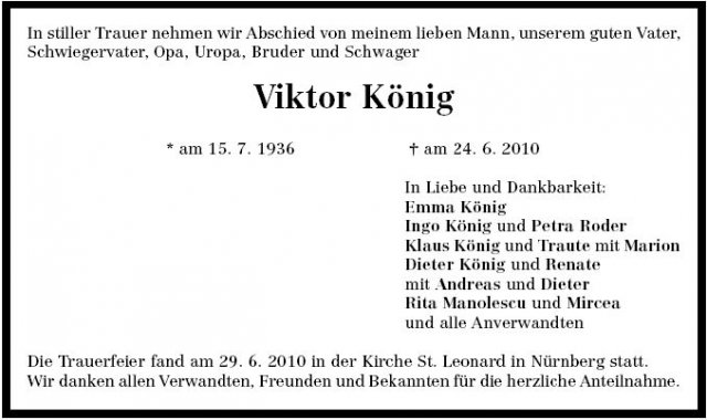 Koenig Viktor 1936-2010 Todesanzeige